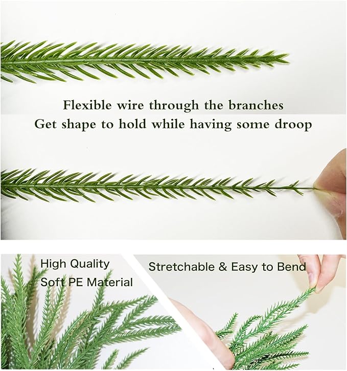 2PCS 9FT Christmas Garland Norfolk Pine Garland Real Touch Artificial Greenery Garland for Mantle Fireplace Table Indoor Outdoor Decor (Normal)