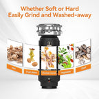 1/2 HP Garbage Disposal, TECASA Food Garbage Disposal with Power Cord, Stainless Steel Grinding System and 3-Bolt Mounting, Continuous Feed Compact Garbage Disposals, UL Certified, Taskmaid Series 50