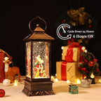 House & Garden Decoration,Christmas Lantern with 8 Pieces of Music,Sparkling Crystal Keep Circling Around The Snowman Families Music Box as a (Santa Claus)