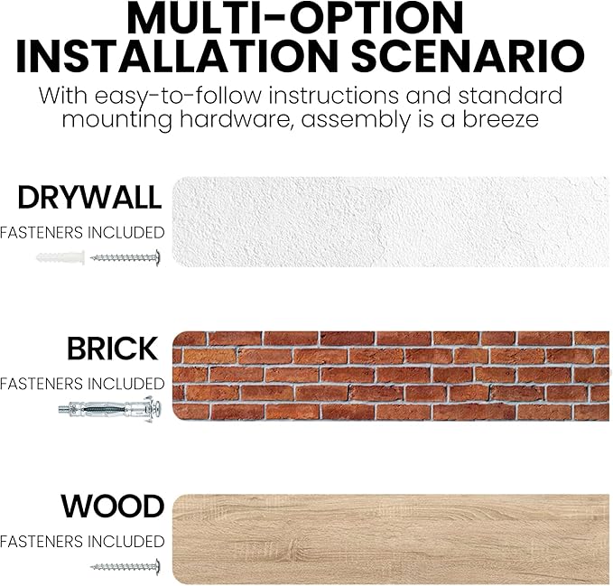 55 Inch Floating Shelves, Rustic Live Edge Elm Wood Shelves for Wall, Heavy-Duty Long Floating Shelf with Invisible Bracket, Wall Mounted Storage Shelves for Books, Bathroom, Kitchen, Natural Finish