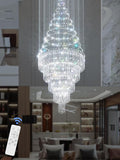 Flashing God 40''X120 High Ceiling Chandelier Crystal Raindrop Gold Chandeliers Staircase Large Chandelier Villa Entrance Foyer Pendant Light Foyer High Ceiling Light 15 GU10 Bulb Dimming
