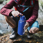 32 oz Glass Water Bottle with Straw and Handle, Sports Motivational Water Flask with Silicone Sleeve, Large Leakproof Water Flask Cup with Time Marker for Travel, Gym, Dark Blue