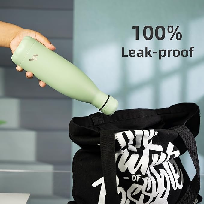 Insulated Water Bottles,17 oz Double Wall Stainless Steel Vacumm Metal Flask for Sports Travel,Macaron Green