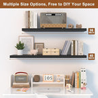12 Inch Deep Floating Shelves for Wall 1 Pack Floating Shelves Large Storage Space Wall Mount Shelf for Living Room Kitchen Bathroom 24" W x 12" D x 1.2" H Black