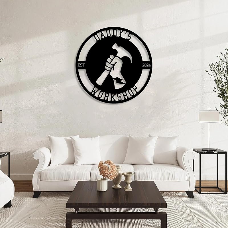 Personalized Metal Signs | Custom Plaque Wall Art | Worshop Metal Sign | Custom Sign Outdoor Metal | Custom Work Shop Metal Sign | Shop Signs | Personalized Father Gifts | Family Name Sign