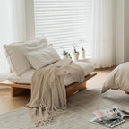 lifein Throw Blanket for Couch, Soft Boho Decor Bed Throw,Cozy Beige Knitted Chenille Small Farmhouse Lightweight Throw for Spring(Beige,60 * 80")