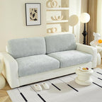 Couch Cushion Covers Individual Large Super Stretch Chenille (Softer Version) Sofa Cushion Covers, Couch Seat Covers Couch Slipcovers Furniture Protector (2 Piece, Light Grey)