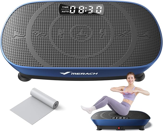 MERACH Vibration Plate Exercise Machine, Whole Body Workout Equipment for Women, Bluetooth and Silicone Pedal, Vibration Plate with Auto Mode, Vibrate Fitness Platform for Home