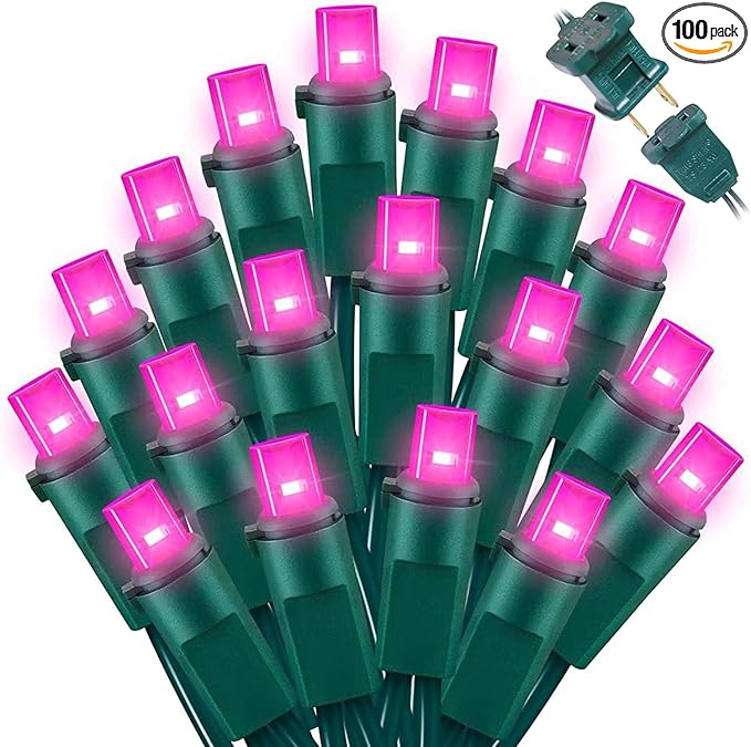 100 Count Pink - 21.6FT LED String Lights, Mini LED Lights for Indoor/Outdoor Home Holiday Party Wedding Independence Day Decoration