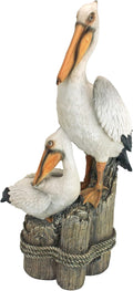 Design Toscano Coastal Decor Ocean's Perch Pelicans Garden Bird Statue, 9 Inch Wide, 24 Inch Tall, Cast Stone Resin, Full Color Finish