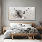 Farmhouse Decor Framed Wall Animal and Flower Artwork Grey Vintage Cow Wall Art with Frame for Living Room Bedroom Dining Room Office 29x58 Inch