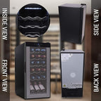 Nutrichef 18 Bottle Slim Wine Fridge | Red & White Wine Chiller | Adjustable Temperature Control 41°F to 64°F | Ultra Quiet Operation | Mini Wine Cooler for Home & Office, 30x13x17 IN