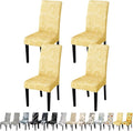 JQinHome Pattern Chair Covers for Dining Room Set of 6, High Stretch Removable Washable Parsons Chair Slipcover for Home Party Hotel Wedding Ceremony (Quicksand Beige,6PCS)
