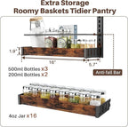 8 Tier Over The Door Pantry Organizer, 2 IN 1 Wall Mount or Metal Hanging Spice Rack for Pantry Organizers and Storage, Seasoning Shelves，Adjustable Basket with Hooks for Kitchen, Bathroom,Laundry