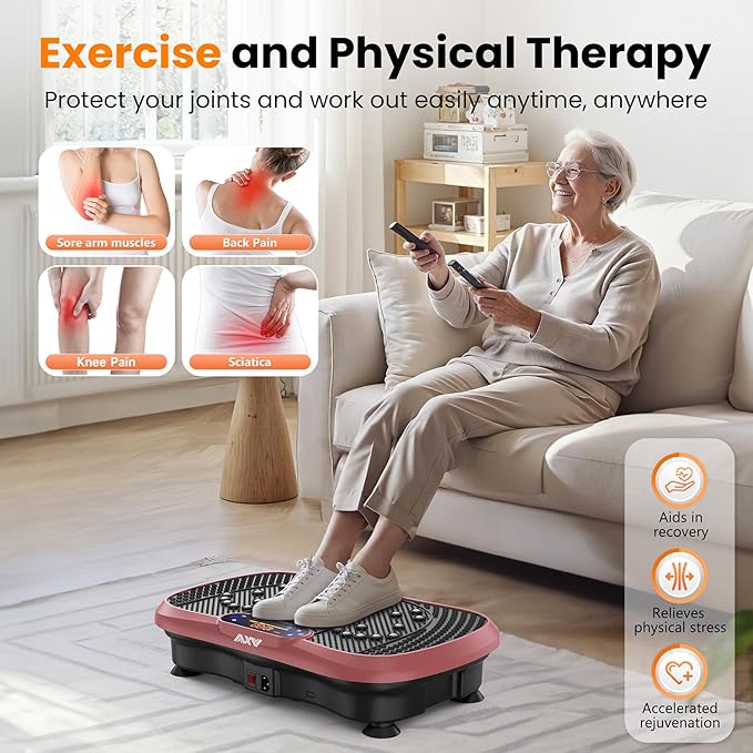 AXV Vibration Plate Fitness Platform Exercise Machine Vibrating Lymphatic Drainage Shaking Full Body Shaker Workout Vibrate Stand Shake Board Sport Gym for Weight Loss Fat Burner for Women Men