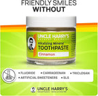 Uncle Harry's Cinnamon Remineralizing Toothpaste | Natural Whitening Toothpaste Freshens Breath & Promotes Enamel | Vegan Fluoride Free Paste (4 pack)