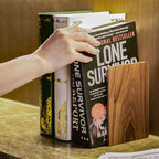 Large Bookend Hold Heavy Books- 7x4x5in 3 Pack Wood Bookends for Heavy Books Heavy Duty Walnut Book Ends for Men Wood Bookends for Office Desk Non-Skid