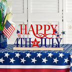 COCHIE Metal Happy 4th of July Sign, Red Blue and White Decorations for Home, Office, Shelf, Mantel, Indoor, Fouth of July Decoration, Patriotic Star Decor (Independence Day)