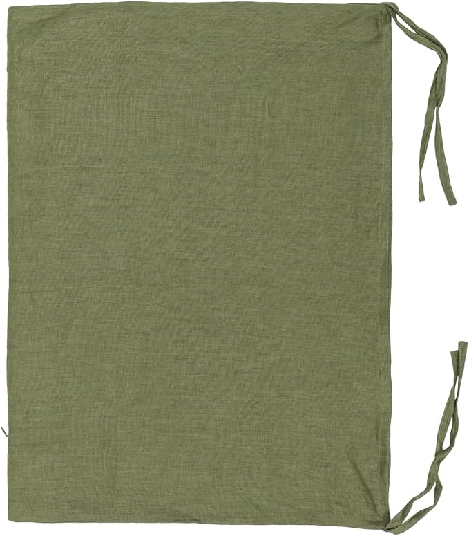 Hanging Linen Laundry Bag, 100% Pure Flax Linen Over The Door Hamper with Bottom Zipper for Laundry Room, Household Dirty Cloth Storage Organizer Bag, Army Green