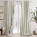 Country Farmhouse Style 94 Inch Curtains for Living Room Drape Back Tab Beige Linen Blackout Earthy Curtain Noise Reduction Light Blocking Cooling Window Treatment 2 Panel Burg Sunroom Bedroom 94 Long