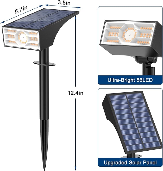 Solar Spot Lights Outdoor, 10 Pack Outdoor Solar Lights for Yard Waterproof, 4 Lighting Modes Solar Landscape Spotlights, Auto On/Off Solar Powered Flood Lights Garden Pathway(Warm White)
