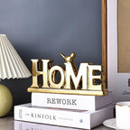 Gold Love Sign Statue - Personalized Home Decor, Bird Sculpture for Living Room, Bedroom, Desktop & Cabinets