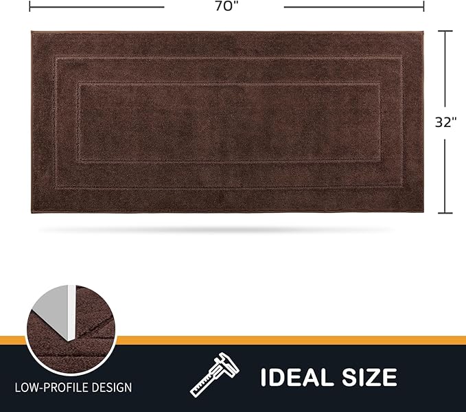 PURRUGS Dirt Trapping Door Mat 32" x 70", Non-Slip/Skid Machine Washable Entryway Rug, Dog Doormat, Super Absorbent Welcome Mat for Muddy Wet Shoes and Paws, Brown