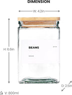 27 oz Glass Storage Jars with Bamboo Lid, set of 6, glass canisters with airtight lids, Clear jars with lids for Cookie, Candy, Tea, Coffee Bean and Rice (White)