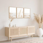 HPNIUB Modern Beach Artwork Seascape Wall Art, Seaside Framed Painting Reed Pathway Picture, Minimalist Neutral Coastal Landscape Wall Decor for Living Room,Bathroom -16'' x24'' x3