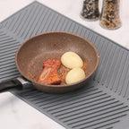Silicone Dish Drying Mat for Kitchen Counter, 15''x 10'' Drying Mat with Drain Lip, Non-Slip Dish Drainer Mats with Built-in Drain, Heat Resistant Drain Pad on Countertop, Gray
