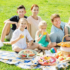 9" Unbreakable Divided Plates Set of 5, Wheat Straw Plate Reusable Dinnerware Portion Control Plates, Round Bariatric Plastic Plate for Kids Adults, BPA-free, Dishwasher Safe