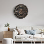 Maxstar Large Vintage Moving Gear Wall Clock, 20''Battery Operated Industrial Steampunk Metal Decor for Living Room, Office,Fireplace, Farmhouse(Arabic Number-Bronze)