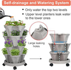 Vertical Planter 4 Tier Stackable Planters Garden Planters Strawberry Herb Flower and Vegetable Planter Indoor Outdoor Gardening Pots with Removable Wheels and Tools