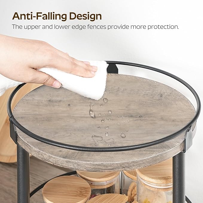 Lazy Susan Organizer, Rotating Spice Rack, 2 Tier Spice Turntable Organizer, Industrial Turntable Spice Holder, for Kitchen Countertop and Cabinet, Compact and Versatile, Greige SR22BG