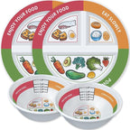 4 Pcs Portion Control Plates & Bowls Set (9 Inch), Self-Measuring for Weight Loss, Gastric Bypass, LapBand, Diabetes, & Healthy Diets, Divided Nutrition Plates for Adults & Children