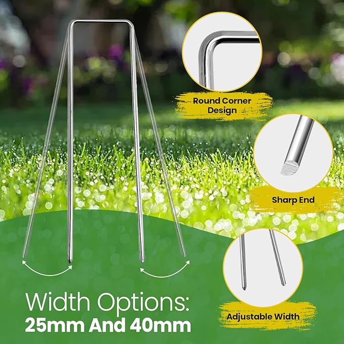 Landscape Staples 12 Inch 120 Pack, Garden Stakes Galvanized Garden Staples 11 Gauge, Plant Cover Stakes for Lawn Weed Barrier