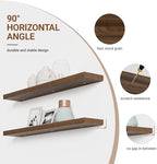 Heimlove Floating Shelves for Wall 48 Inches Long,9.3" Deep Walnut Floating Shelf Set of 2,Wall Mounted Wood Shelves for Bathroom Bedroom Living Room Kitchen Office,Shelf for Books Storage Room Decor