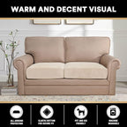 PrinceDeco Velvet Couch Cushion Cover Soft Stretch Cushion Slipcover for Chair Loveseat Sofa Cushion Furniture Protector Seat Cushion Sofa Cover (2 Piece Large Sofa Cushion Covers, Ivory)