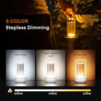 Portable Metal Table Lamp for Indoor/Outdoor ,Rechargeable Cordless LED Lamp, 3-Colour Infinitely Dimming Battery Powered Small Desk Lamp, Restaurant/Bedroom/Bar/Coffee Shop/Camping Light (White)