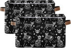 Storage Basket Bin Death Helloween Cats Gothic Organizer Basket Collapsible Shelf Basket Cube with handle for Nursery Bedroom Bathroom