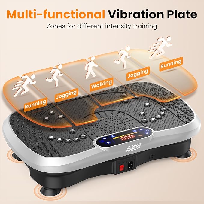 AXV Vibration Plate Fitness Platform Exercise Machine Vibrating Lymphatic Drainage Shaking Full Body Shaker Workout Vibrate Stand Shake Board Sport Gym for Weight Loss Fat Burner for Women Men
