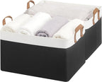 StorageWorks Storage Bins, Fabric Storage Bins for Shelves, Extra Large Storage Baskets with Metal Frame, Closet Baskets and Bins with Handles, Jumbo, Black and White, 2-Pack