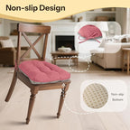 Non Slip Chair Cushions for Dining Chairs Set of 4 Kitchen Chair Cushions 18"x18"x3" Turfted Chair Pads Comfortable and Soft Seat Cushion with Ties (Pink)