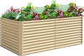 Land Guard 8x4x3ft Rectangular Galvanized Raised Garden Beds, Large-Capacity Metal Planter Box Outdoor, Durable Deep Raised Garden Bed 3ft Tall, Raised Beds for Gardening Vegetables, Cream Yellow