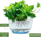 Dexceder 8.75 Inch Self Watering Hanging Planters Indoor Outdoor, Thickened Hanging Basket Flower Plant Pot (2 Pack, White)
