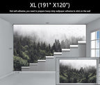 WFBHUA-Foggy Forest Woodland Wallpaper Green Nature Landscapes Wall Murals for Bedroom Living Room(Not Peel and Stick)