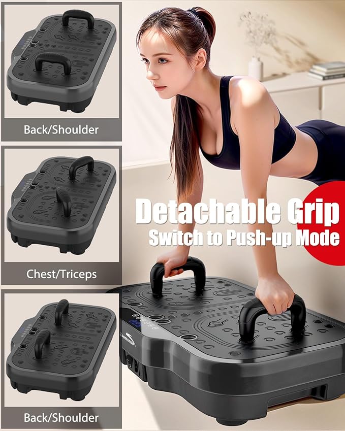 Vibration Plate Exercise Machine, 8000 Vibrations/min Adjustable Fitness Platform, 400 Lbs Capacity Whole Body Workout Extra Large Size Platform with Bluetooth for Weight Loss, Women & Men