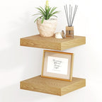 Fun Memories Floating Shelves, 8 Inch Deep Floating Shelves for Wall, 8 x 8 Wall Shelves, Rustic Wood Floating Shelf for Living Room, Bedroom, Bathroom, Oak Color, Set of 2