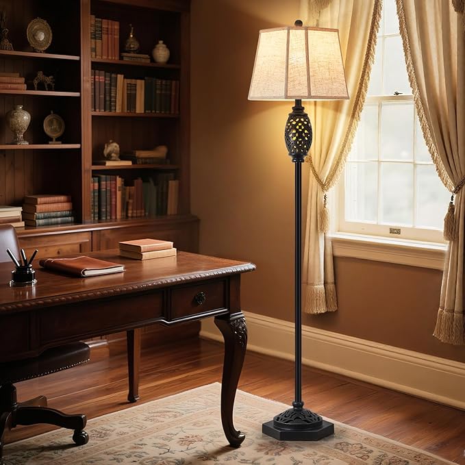 Luvkczc Vintage Floor Lamp with Cutout Design & Glowing Light - Resin Elegant Standing Lamp for Living Room, Bedroom, Office (Includes Bulb)