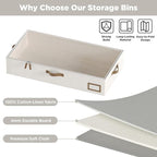 Under Bed Storage Containers, 2-Pack Underbed Storage Box, Collapsible Clothes Storage Bins with Handles and Lid, Medium Under Bed Organizers for Shoe, Blanket, Toy, Pillow, Sheet, Beige